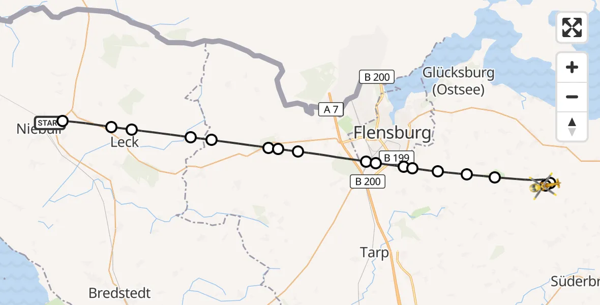 Flugroute Ambulanzhubschrauber Niebüll - Sörup, 23 August 2026, 11:16