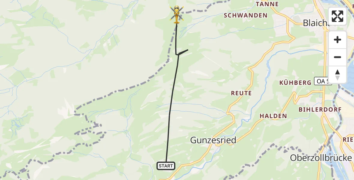 Flugroute Rettungshubschrauber Blaichach - Immenstadt i.Allgäu, 23 August 2026, 11:33
