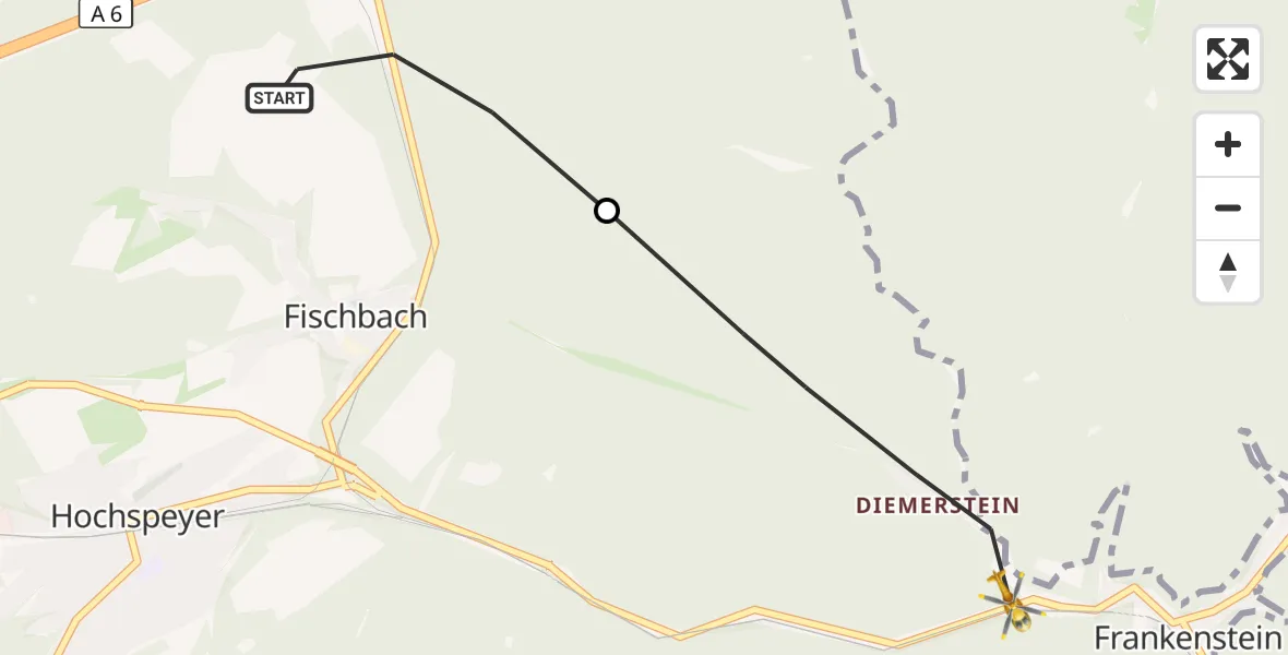 Flugroute Rettungshubschrauber Fischbach - Frankenstein, 23 August 2026, 12:46