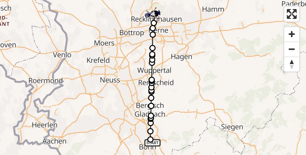 Flugroute Polizeihubschrauber Sankt Augustin - Marl-Loemühle Flugplatz, 23 August 2026, 13:12