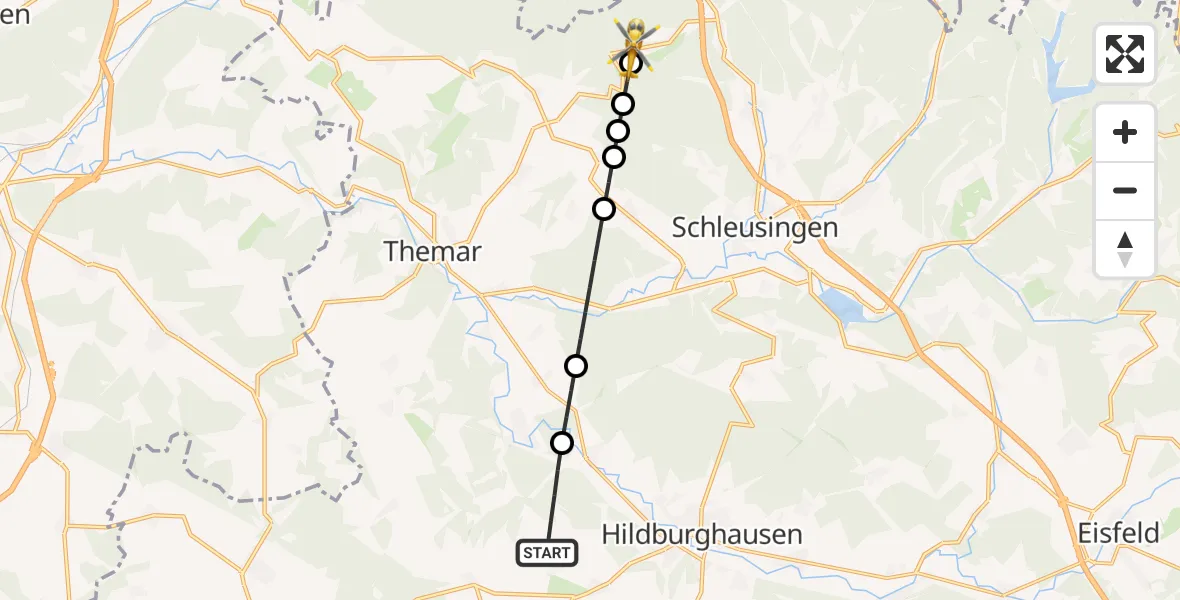 Flugroute Rettungshubschrauber Hildburghausen - Schleusingen, 23 August 2026, 14:44