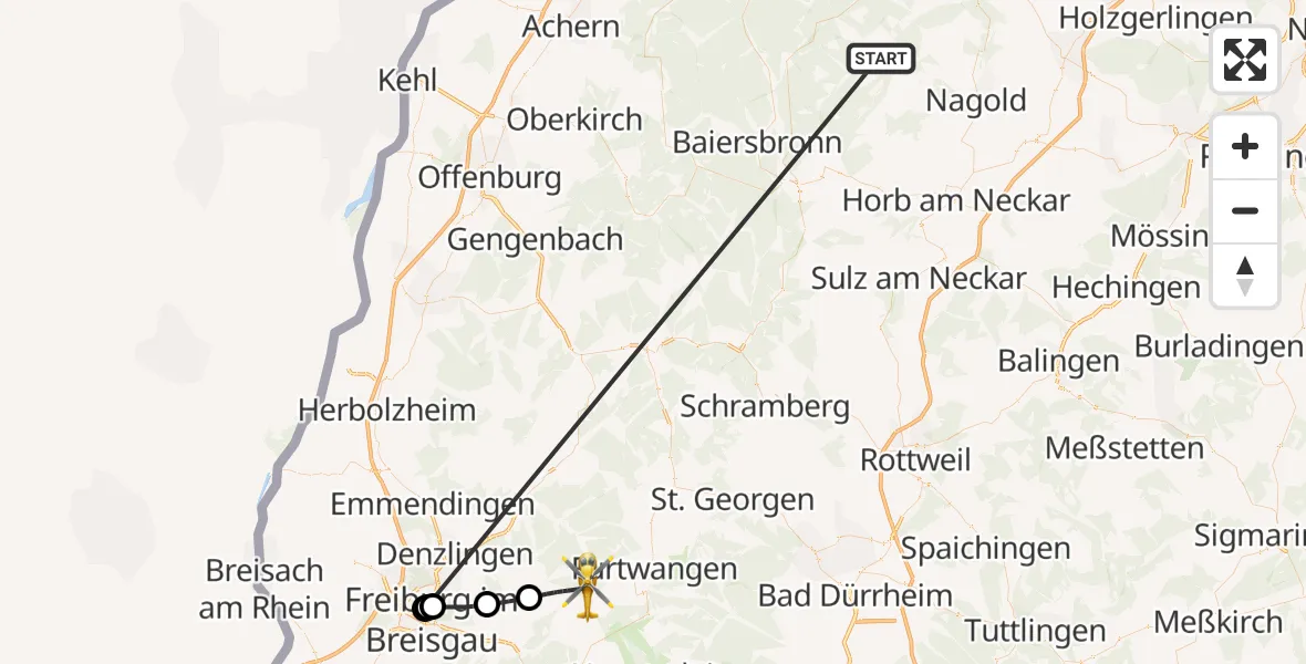 Flugroute Ambulanzhubschrauber Altensteig - St. Märgen, 23 August 2026, 15:49