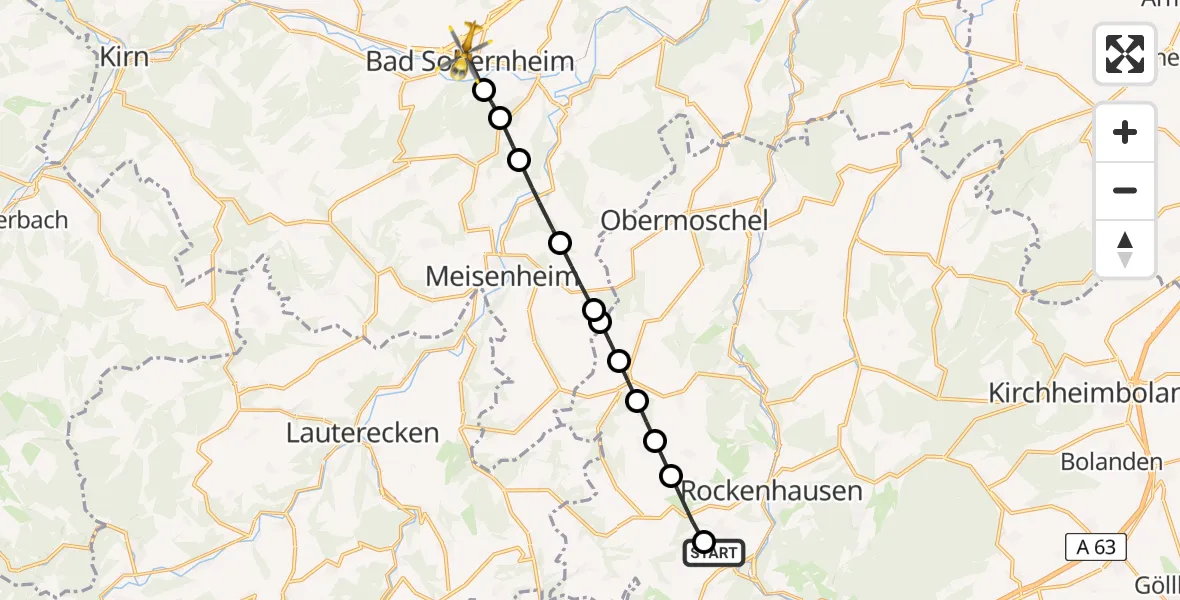 Flugroute Rettungshubschrauber Imsweiler UL - Bad Sobernheim, 23 August 2026, 16:56