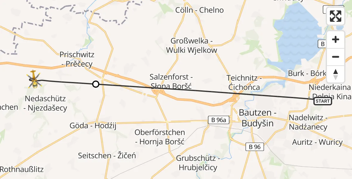Flugroute Rettungshubschrauber Bautzen - Göda, 23 August 2026, 17:59