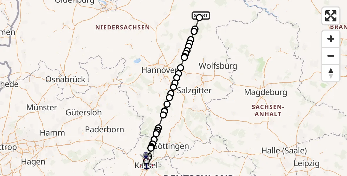 Flugroute Polizeihubschrauber Gerdau - Fuldatal Bundespolizei Hubschrauberlandeplatz, 23 August 2026, 18:02