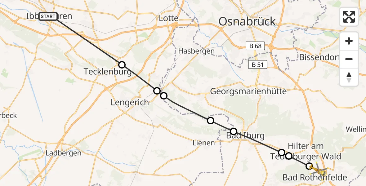 Flugroute Ambulanzhubschrauber Ibbenbüren - Bad Rothenfelde, 23 August 2026, 18:42