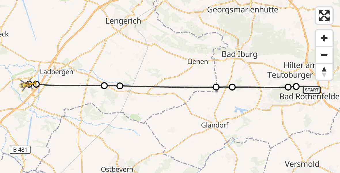 Flugroute Ambulanzhubschrauber Bad Rothenfelde - Christoph  Westfalen-ADAC, 23 August 2026, 19:18