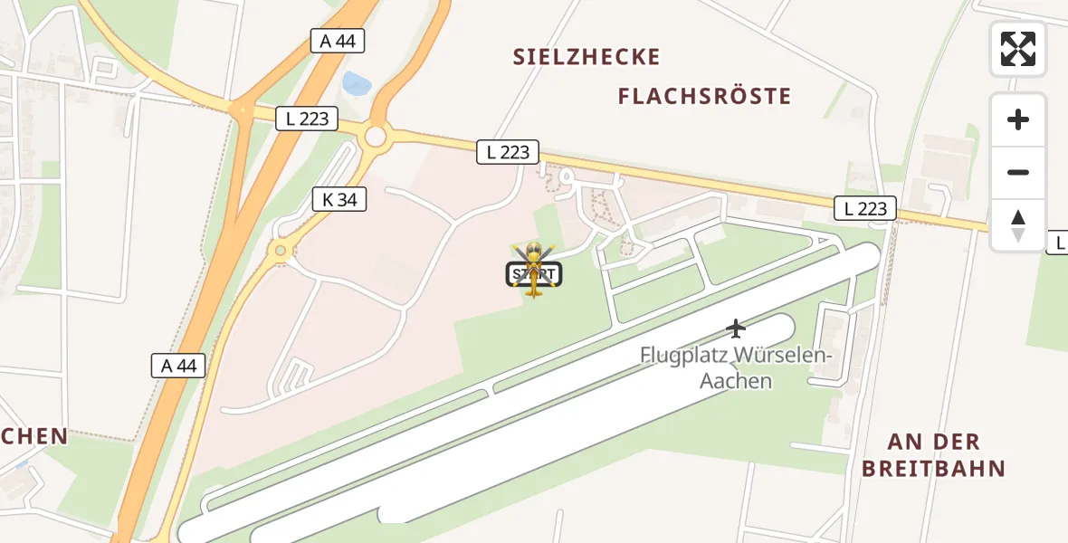 Flugroute Rettungshubschrauber Aachen-Merzbrück Flughafen - Aachen-Merzbrück Flughafen, 23 August 2026, 19:21