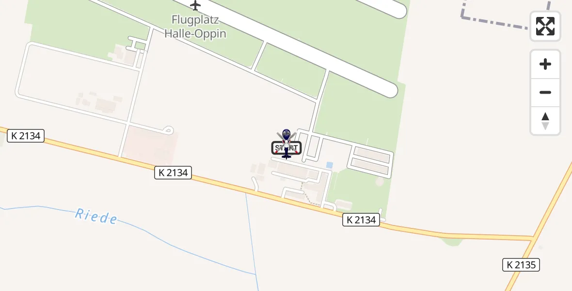 Flugroute Polizeihubschrauber Halle-Oppin Flugplatz - Halle-Oppin Flugplatz, 23 August 2026, 21:17