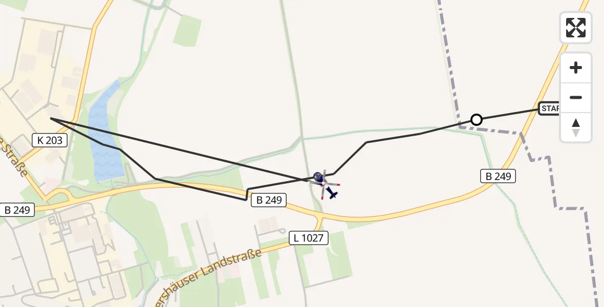 Flugroute Polizeihubschrauber Ebeleben - Nottertal-Heilinger Höhen, 23 August 2026, 22:08