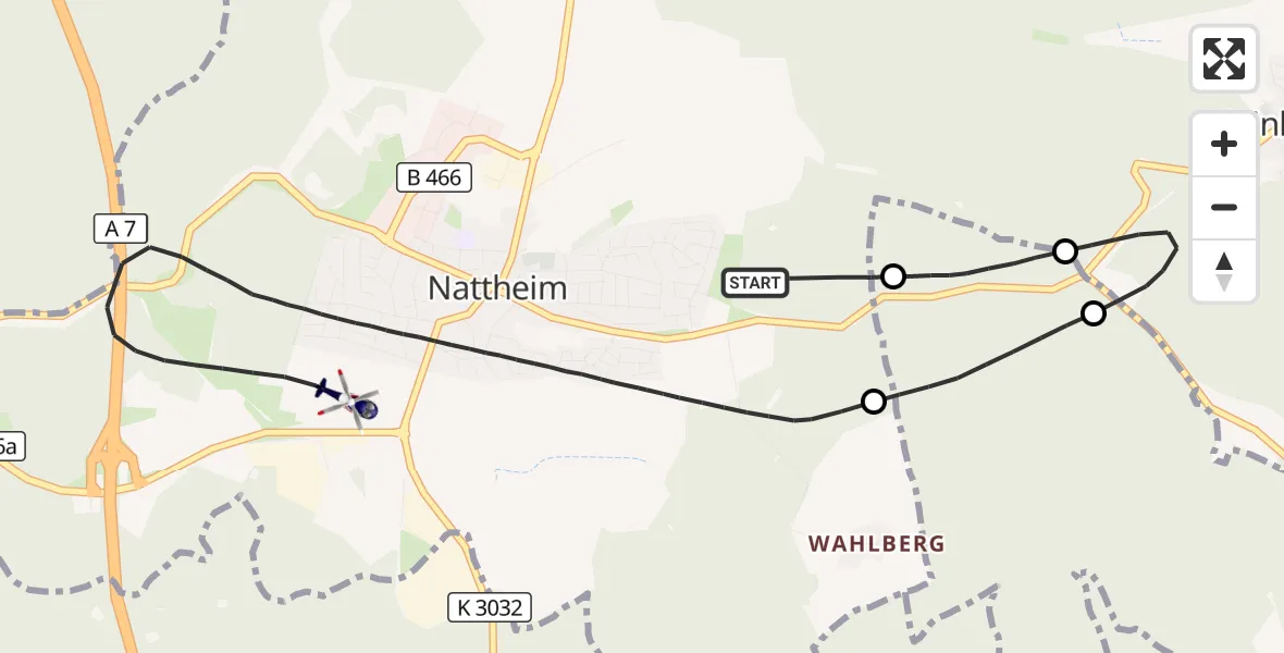 Flugroute Polizeihubschrauber Nattheim - Nattheim, 23 August 2026, 22:33