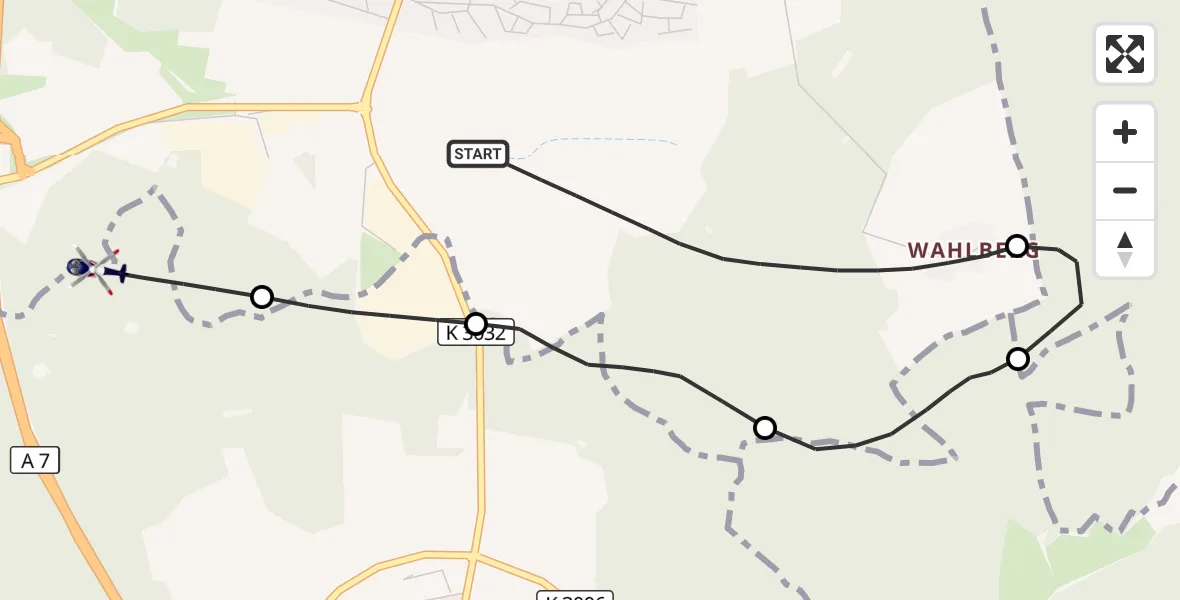 Flugroute Polizeihubschrauber Nattheim - Nattheim, 23 August 2026, 22:54