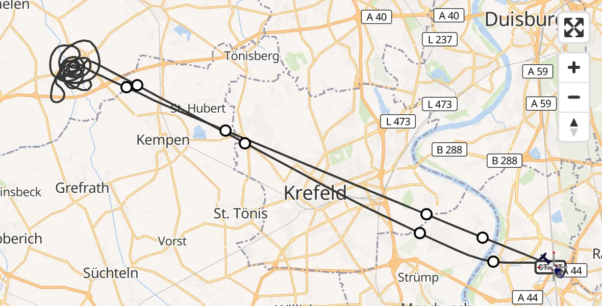 Flugroute Polizeihubschrauber Düsseldorf Flughafen - Düsseldorf Flughafen, 24 August 2026, 02:22