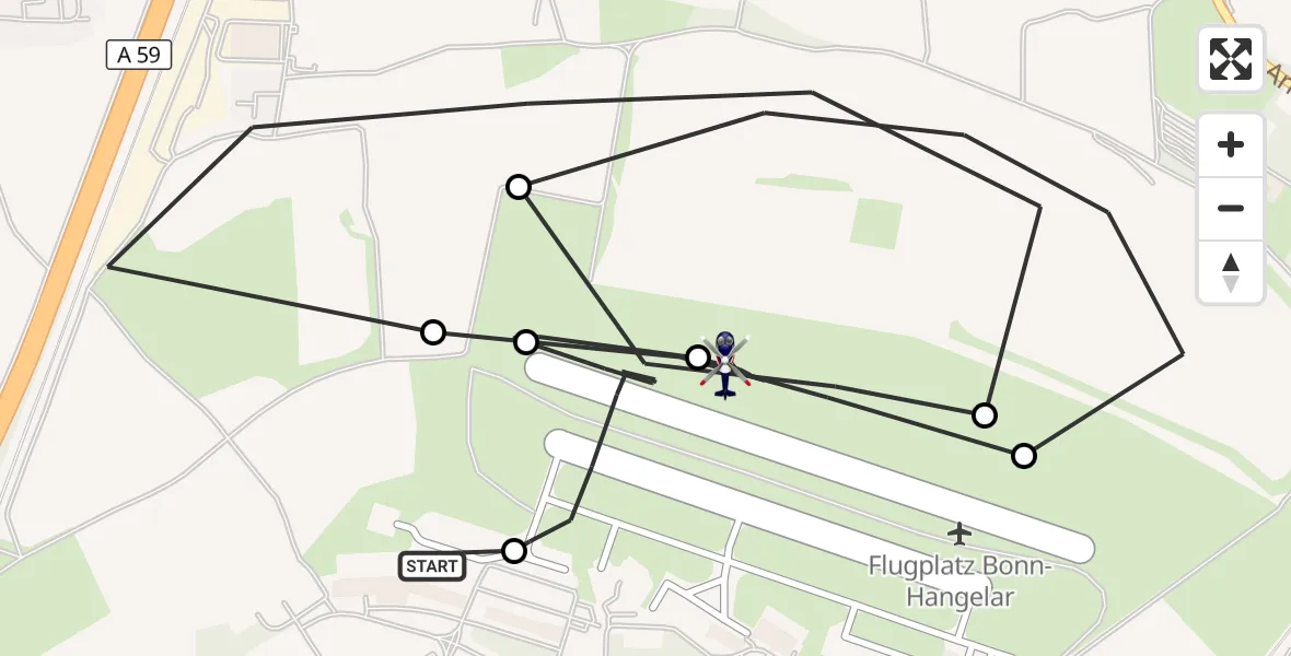Flugroute Polizeihubschrauber Sankt Augustin - Bonn-Hangelar Flugplatz, 24 August 2026, 06:11