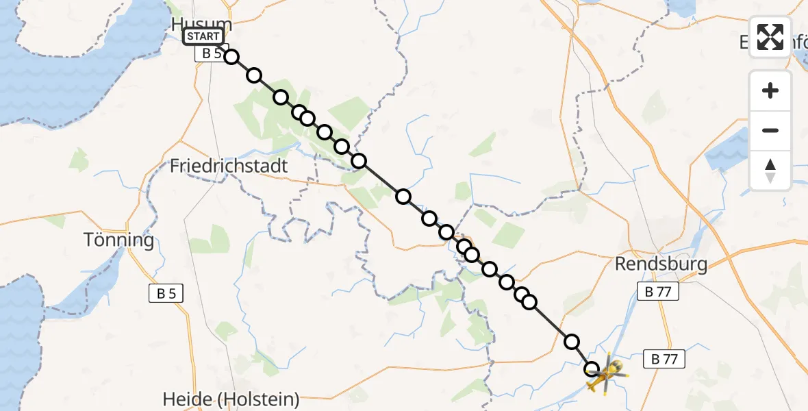 Flugroute Ambulanzhubschrauber Husum - Hörsten, 24 August 2026, 08:32