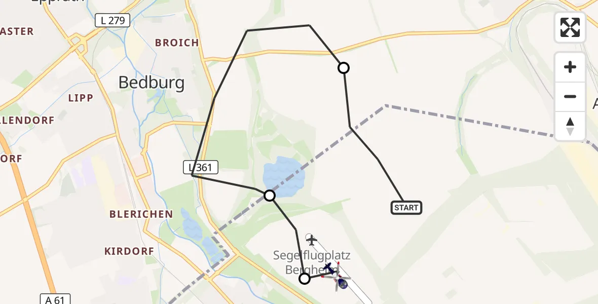 Flugroute Polizeihubschrauber Bergheim - Bergheim Flugplatz, 24 August 2026, 08:34