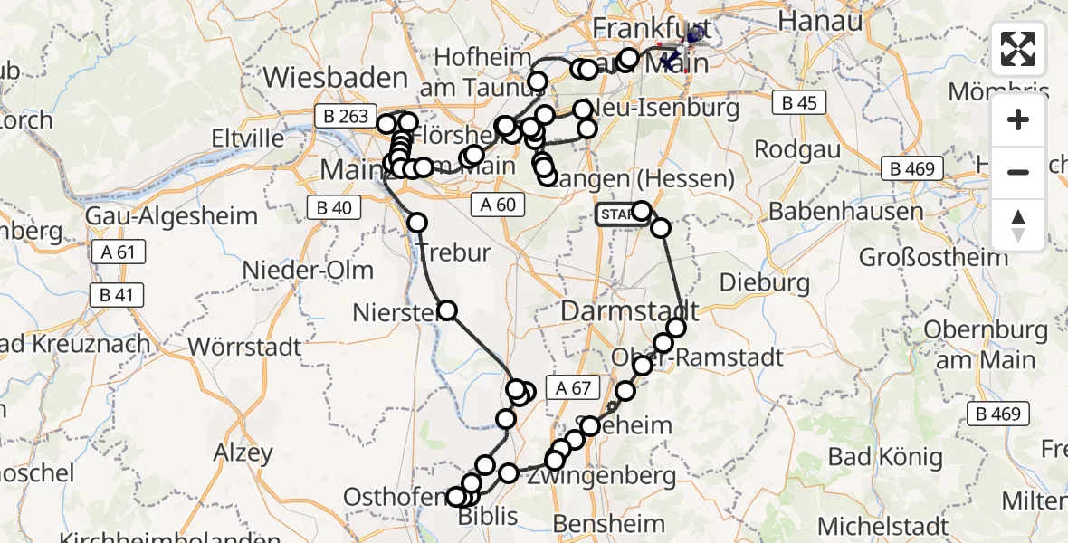 Flugroute Polizeihubschrauber Flughafen Frankfurt-Egelsbach - Frankfurt am Main, 24 August 2026, 09:35