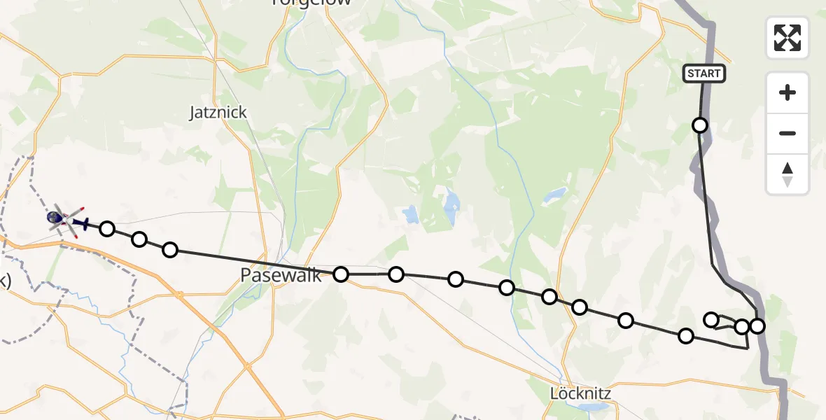 Flugroute Polizeihubschrauber Hintersee - Groß Luckow, 24 August 2026, 10:39