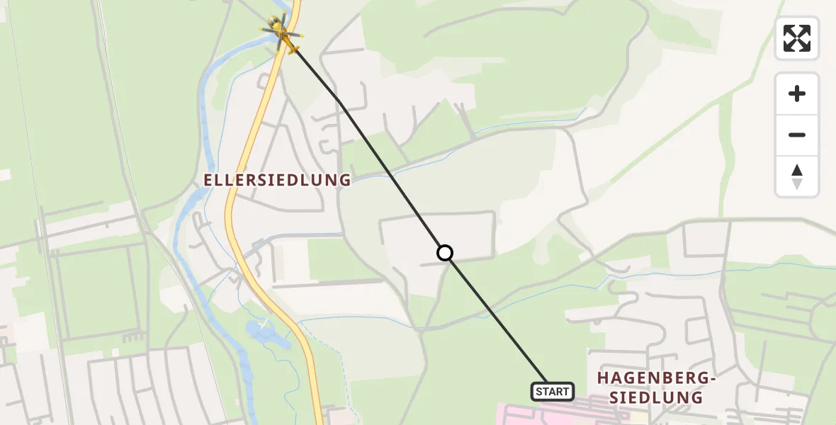 Flugroute Rettungshubschrauber Südharz Hospital Nordhausen - Nordhausen, 24 August 2026, 12:12