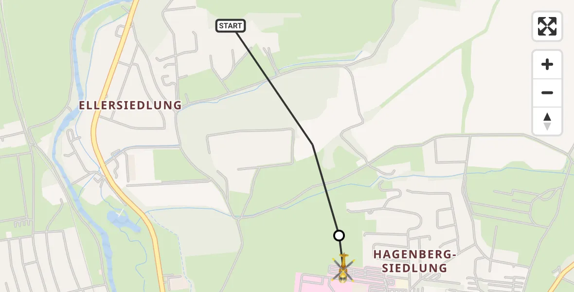 Flugroute Rettungshubschrauber Nordhausen - Südharz Hospital Nordhausen, 24 August 2026, 12:27