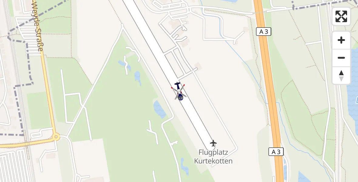 Flugroute Polizeihubschrauber Leverkusen Flugplatz - Leverkusen Flugplatz, 24 August 2026, 12:29