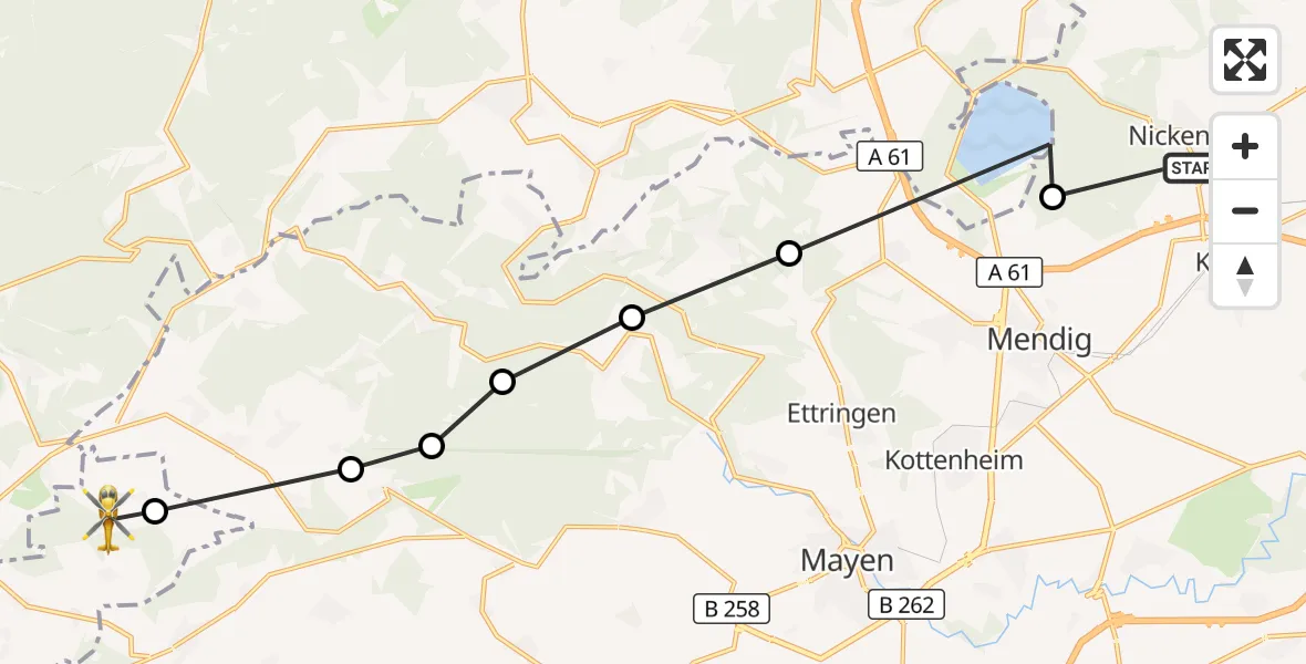 Flugroute Ambulanzhubschrauber Nickenich - Drees, 24 August 2026, 12:57