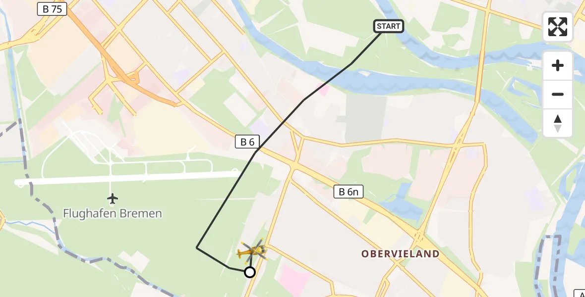 Flugroute Rettungshubschrauber Bremen - Bremen, 24 August 2026, 13:24