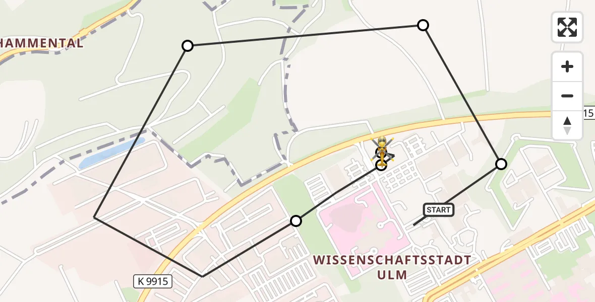 Flugroute Rettungshubschrauber Ulm Military Hospital Emergency - ADAC Air Rescue Station Ulm (Christoph 22), 24 August 2026, 13:28