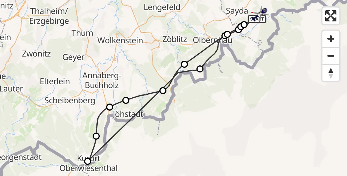 Flugroute Polizeihubschrauber Neuhausen/Erzgeb. - Neuhausen/Erzgeb., 24 August 2026, 14:24