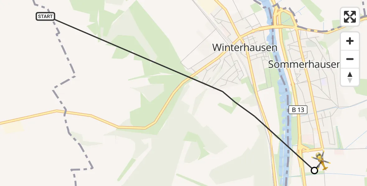 Flugroute Rettungshubschrauber Winterhausen - Sommerhausen, 24 August 2026, 14:43