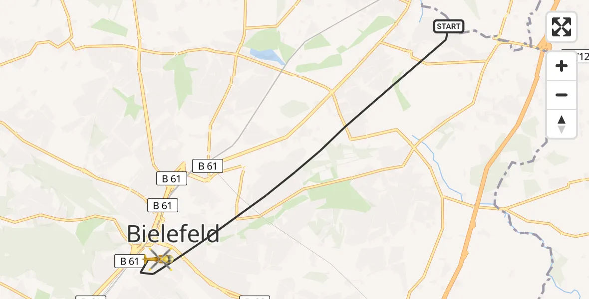 Flugroute Rettungshubschrauber Bielefeld - Bielefeld, 24 August 2026, 14:48