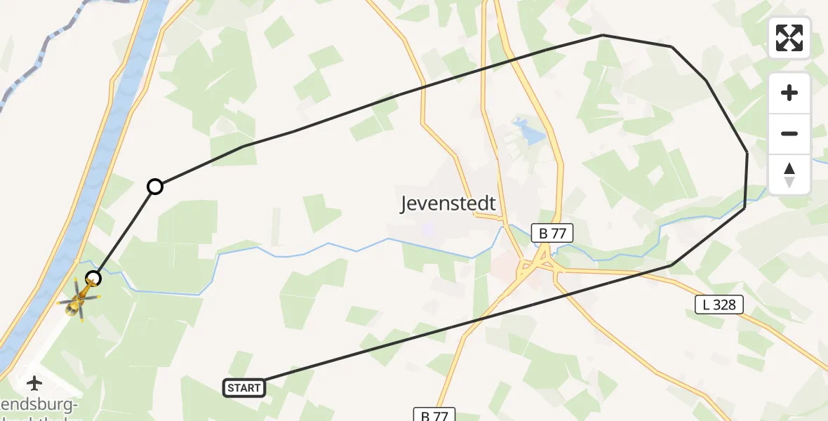 Flugroute Ambulanzhubschrauber Jevenstedt - Hörsten, 24 August 2026, 15:18