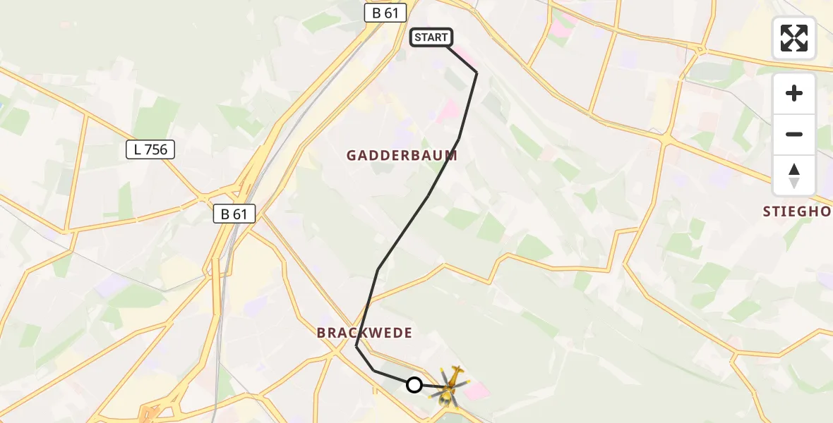 Flugroute Rettungshubschrauber Bielefeld - Luftrettungszentrum Bielefeld, 24 August 2026, 15:28