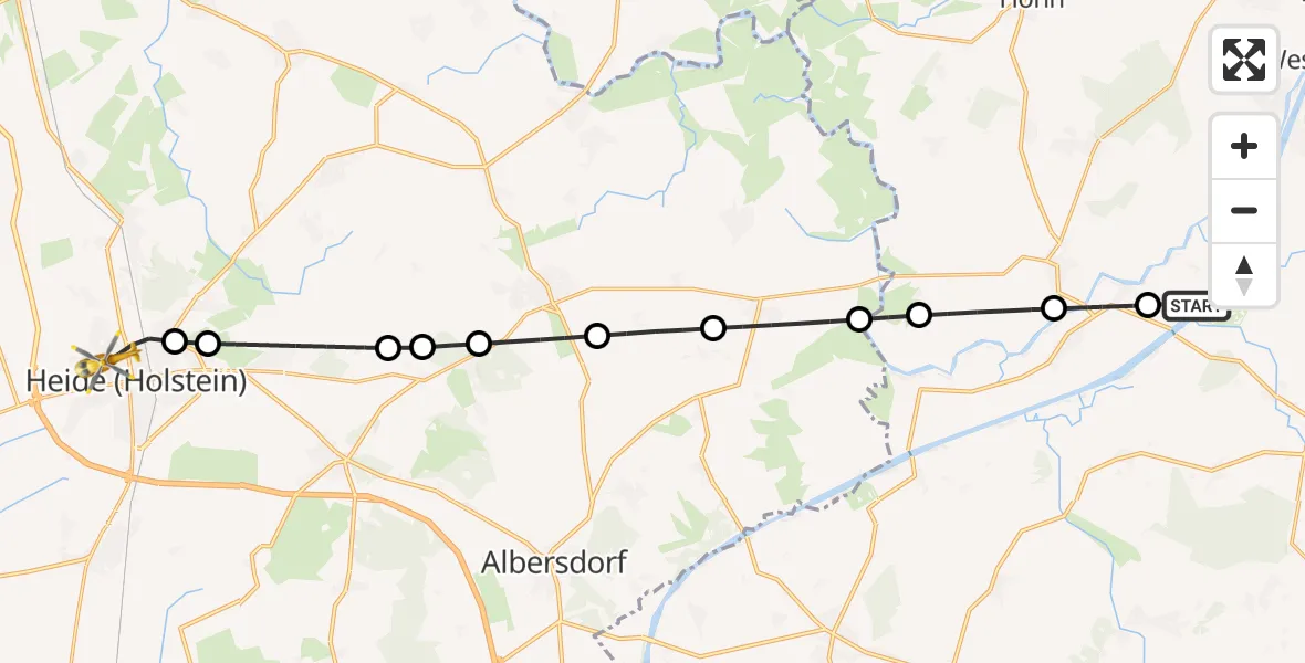 Flugroute Ambulanzhubschrauber Hörsten - Heide, 24 August 2026, 15:49