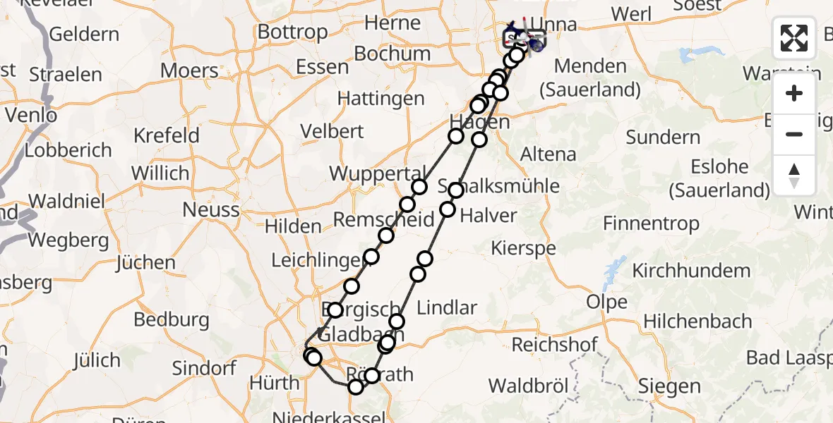 Flugroute Polizeihubschrauber Dortmund Flughafen - Dortmund Flughafen, 24 August 2026, 16:53