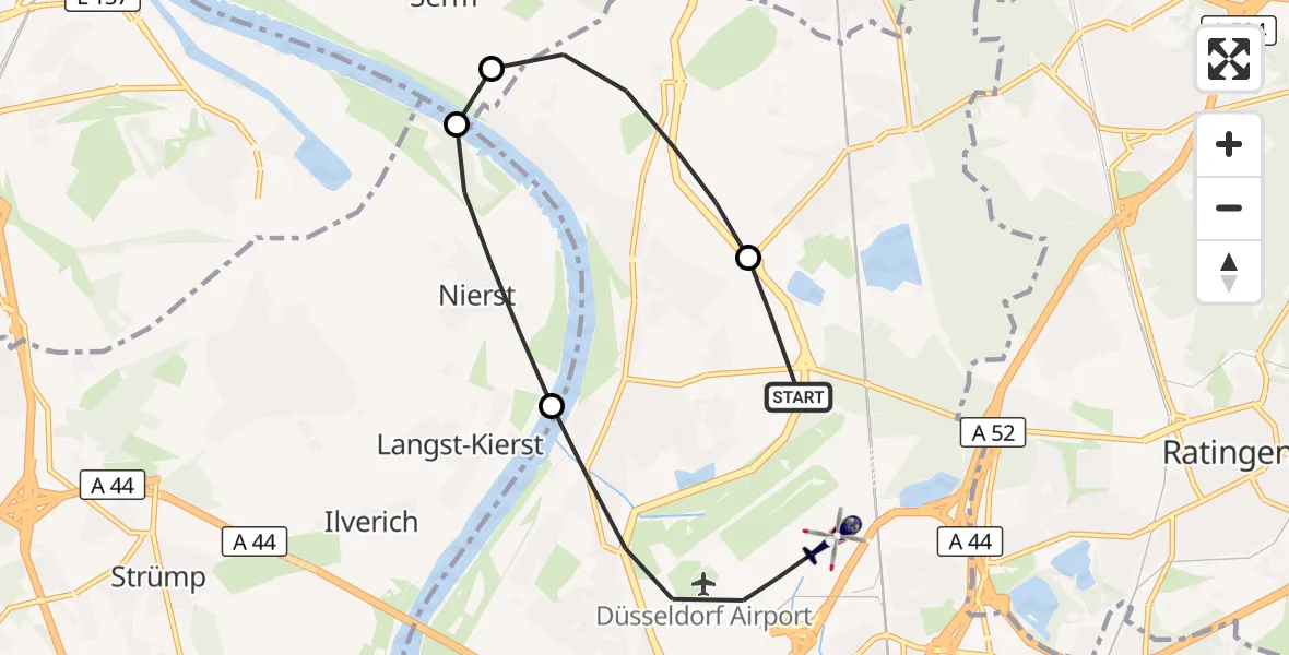 Flugroute Polizeihubschrauber Düsseldorf Flughafen - Düsseldorf Flughafen, 24 August 2026, 17:22