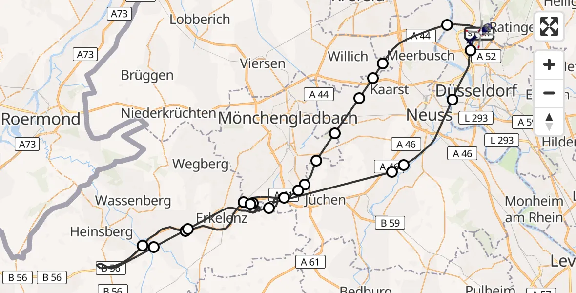Flugroute Polizeihubschrauber Düsseldorf Flughafen - Düsseldorf Flughafen, 24 August 2026, 17:33