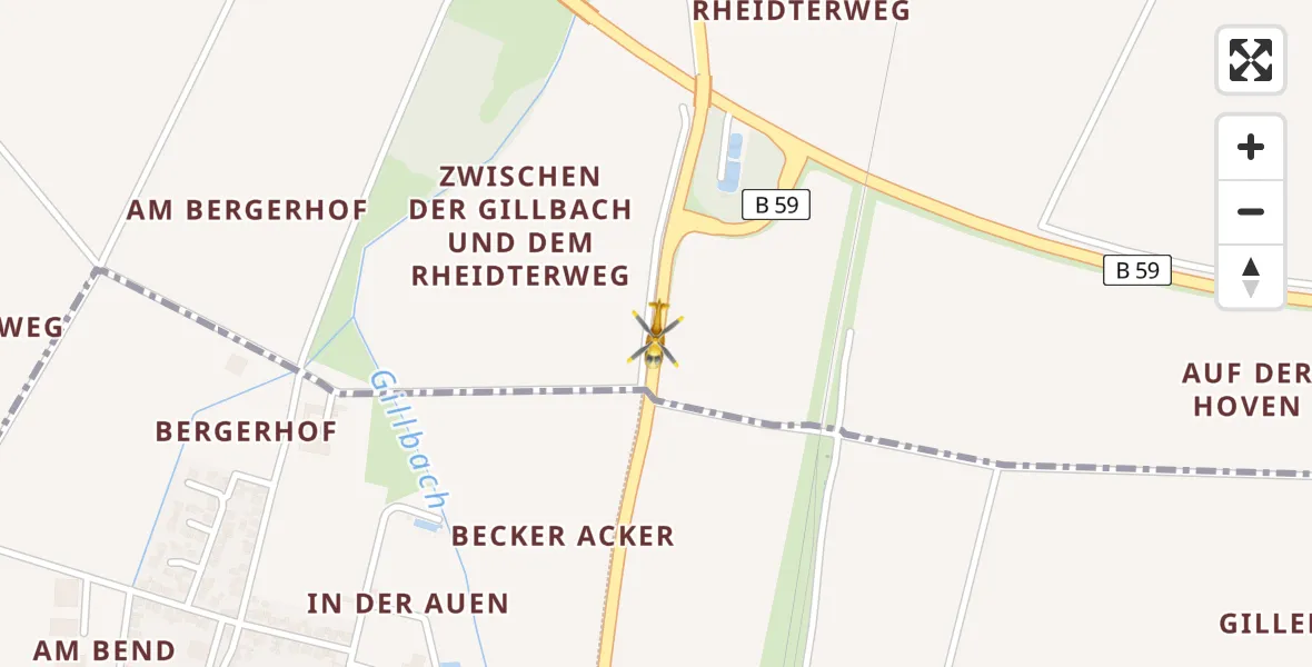 Flugroute Rettungshubschrauber Rommerskirchen - Rommerskirchen, 24 August 2026, 17:49