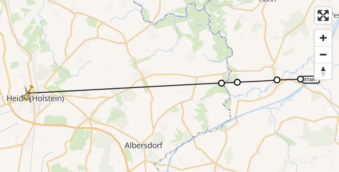 Flugroute Ambulanzhubschrauber Hörsten - Heide, 24 August 2026, 18:04