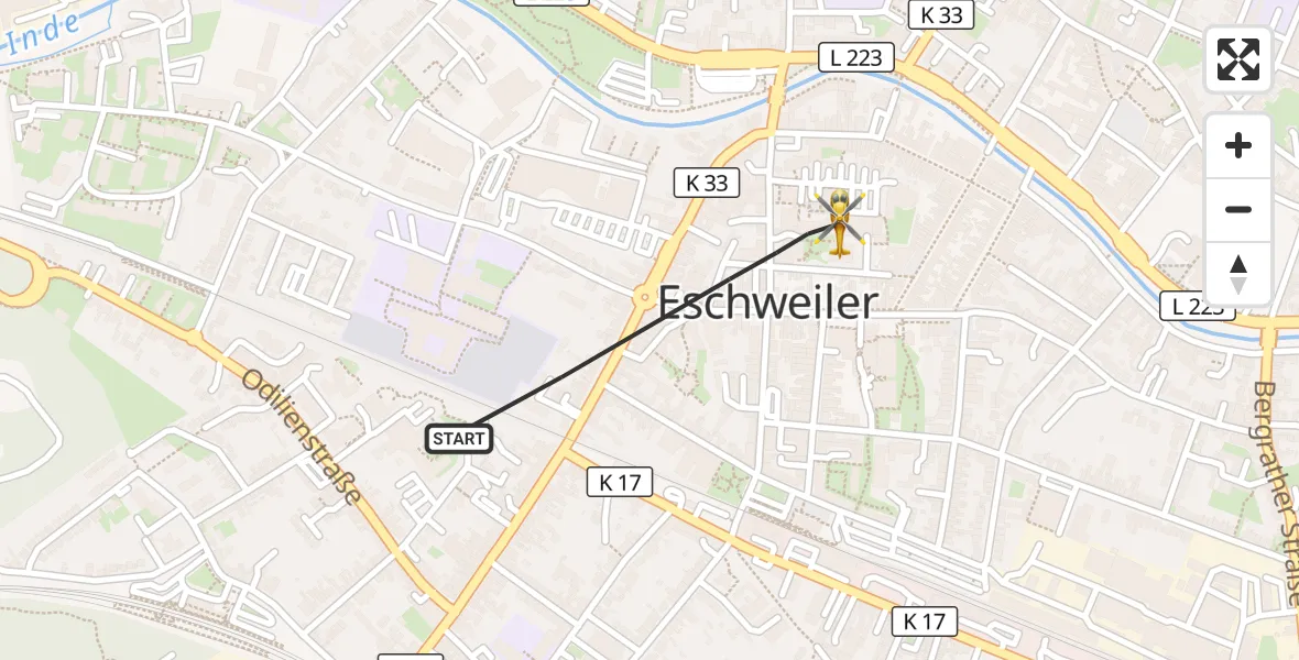 Flugroute Rettungshubschrauber Eschweiler - Eschweiler, 24 August 2026, 18:31