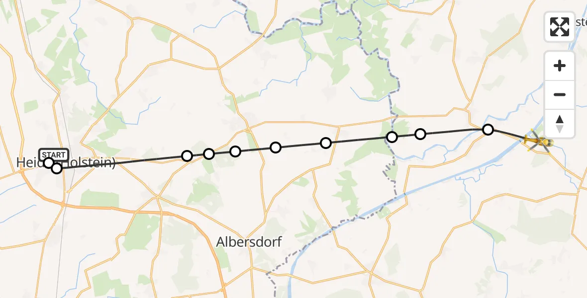 Flugroute Ambulanzhubschrauber Heide - Hörsten, 24 August 2026, 18:38
