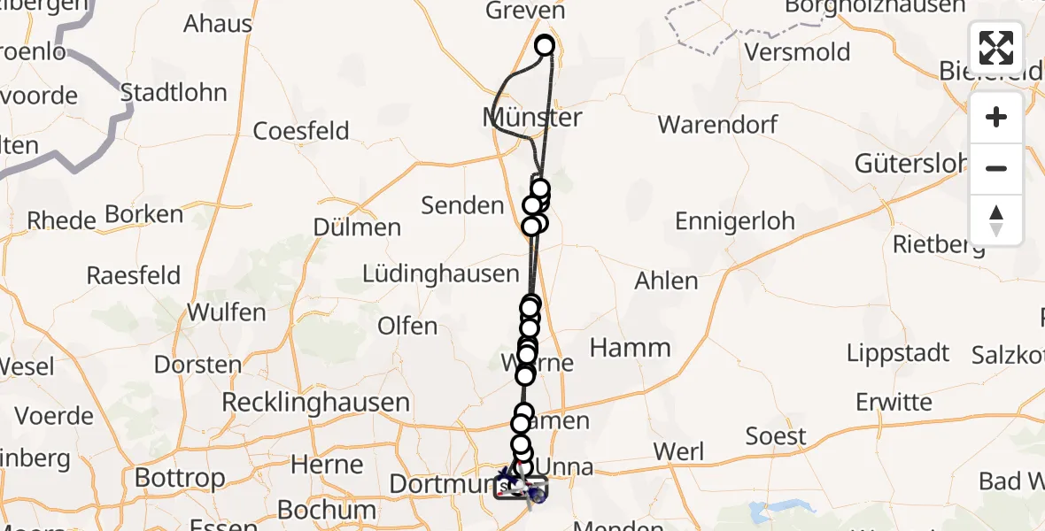 Flugroute Polizeihubschrauber Dortmund Flughafen - Dortmund Flughafen, 24 August 2026, 20:44