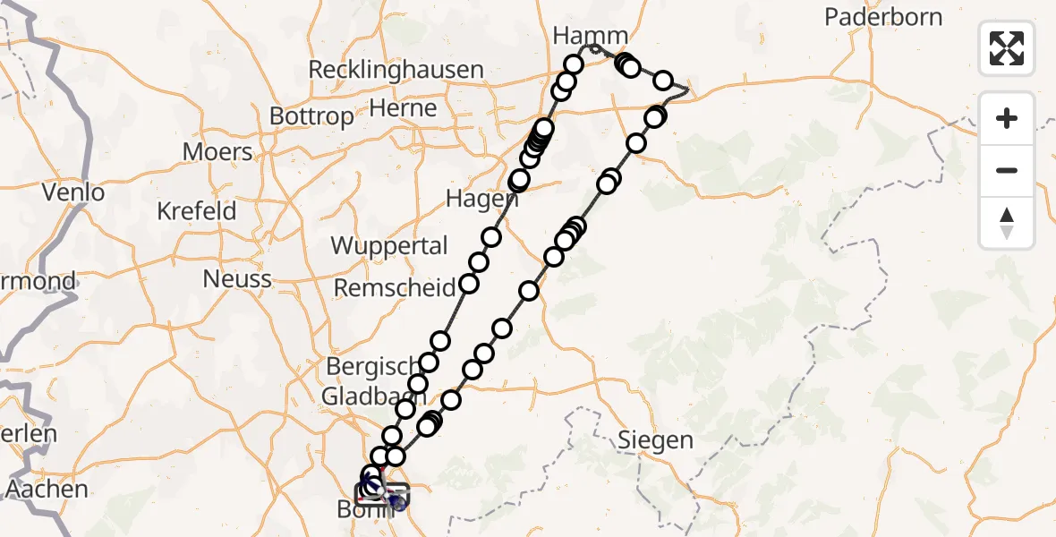 Flugroute Polizeihubschrauber Sankt Augustin - Sankt Augustin, 24 August 2026, 22:37