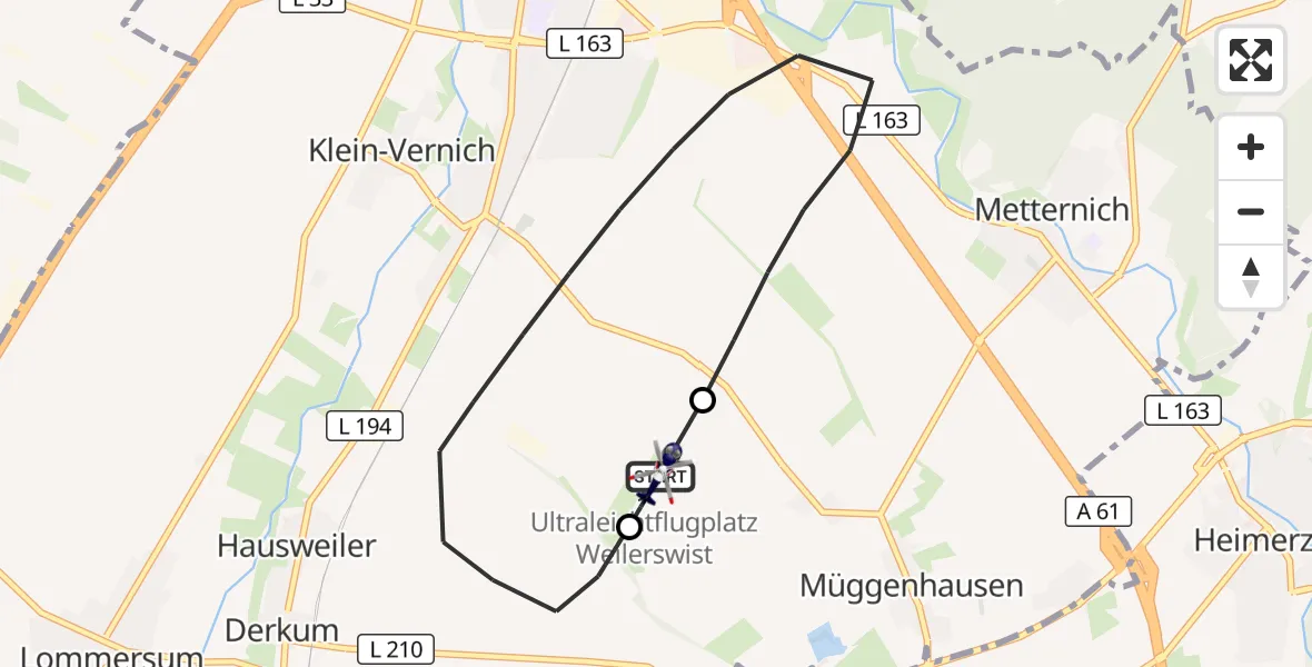 Flugroute Polizeihubschrauber Weilerswist UL - Weilerswist UL, 25 August 2026, 05:59
