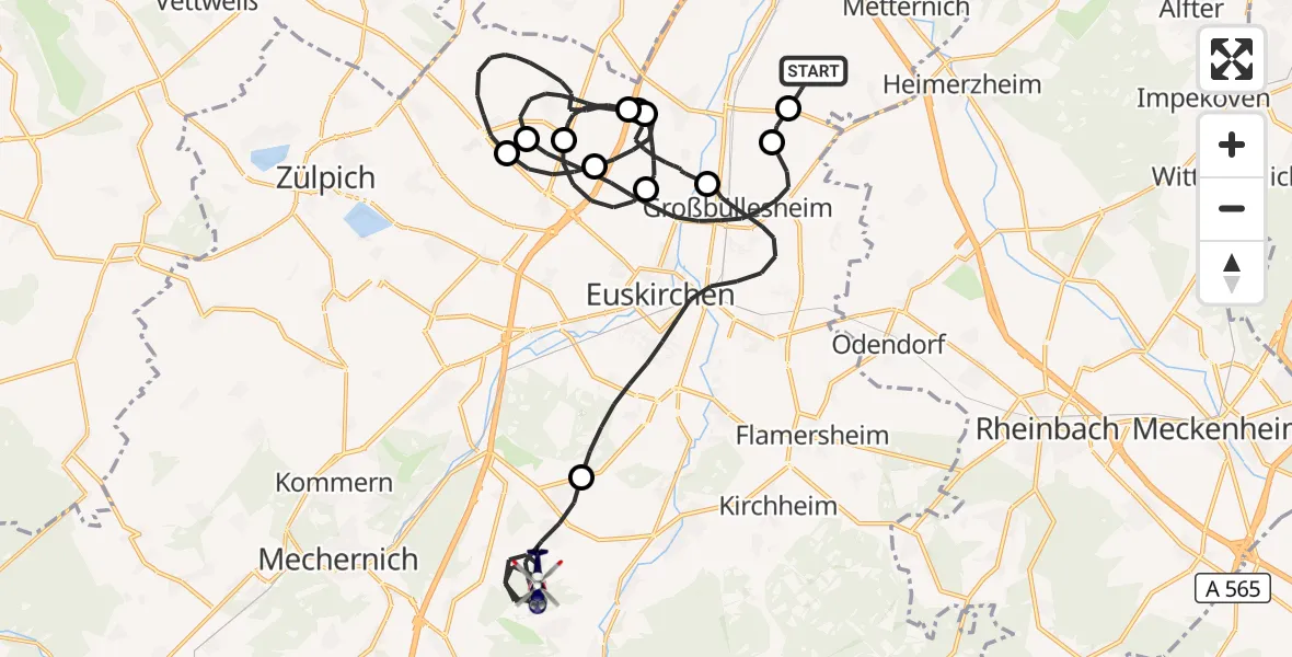 Flugroute Polizeihubschrauber Weilerswist UL - Mechernich, 25 August 2026, 06:06