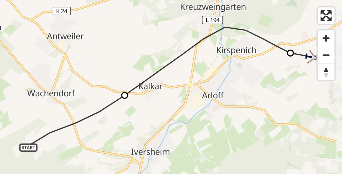 Flugroute Polizeihubschrauber Mechernich - Euskirchen, 25 August 2026, 06:42