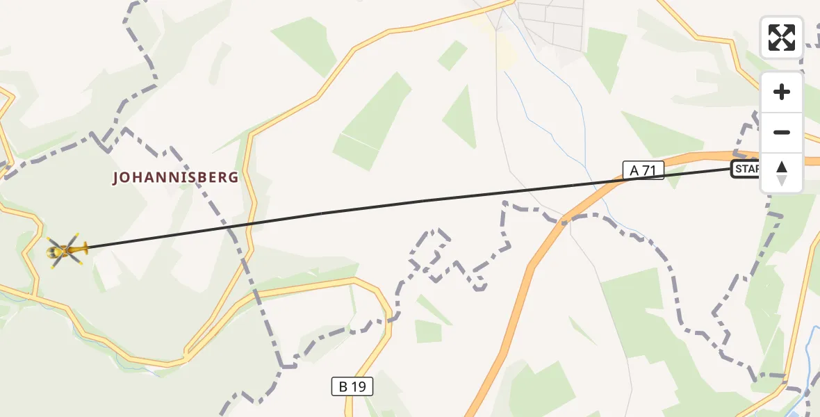 Flugroute Rettungshubschrauber Kühndorf - Meiningen, 25 August 2026, 06:58