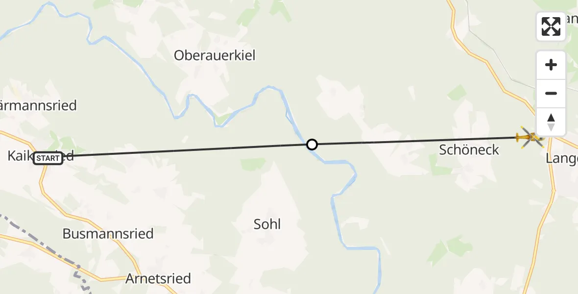 Flugroute Rettungshubschrauber Teisnach - Langdorf, 25 August 2026, 07:03