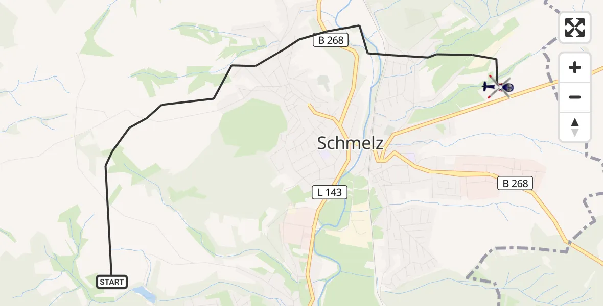 Flugroute Polizeihubschrauber Schmelz - Schmelz, 25 August 2026, 07:56