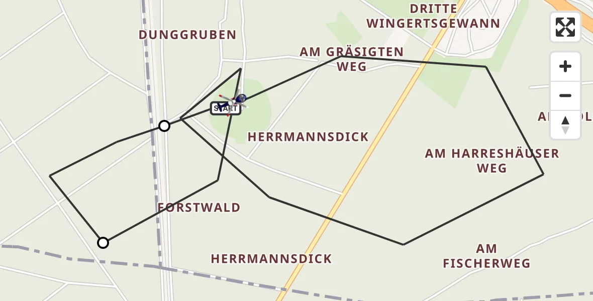 Flugroute Polizeihubschrauber Mainhausen - Mainhausen, 25 August 2026, 08:23